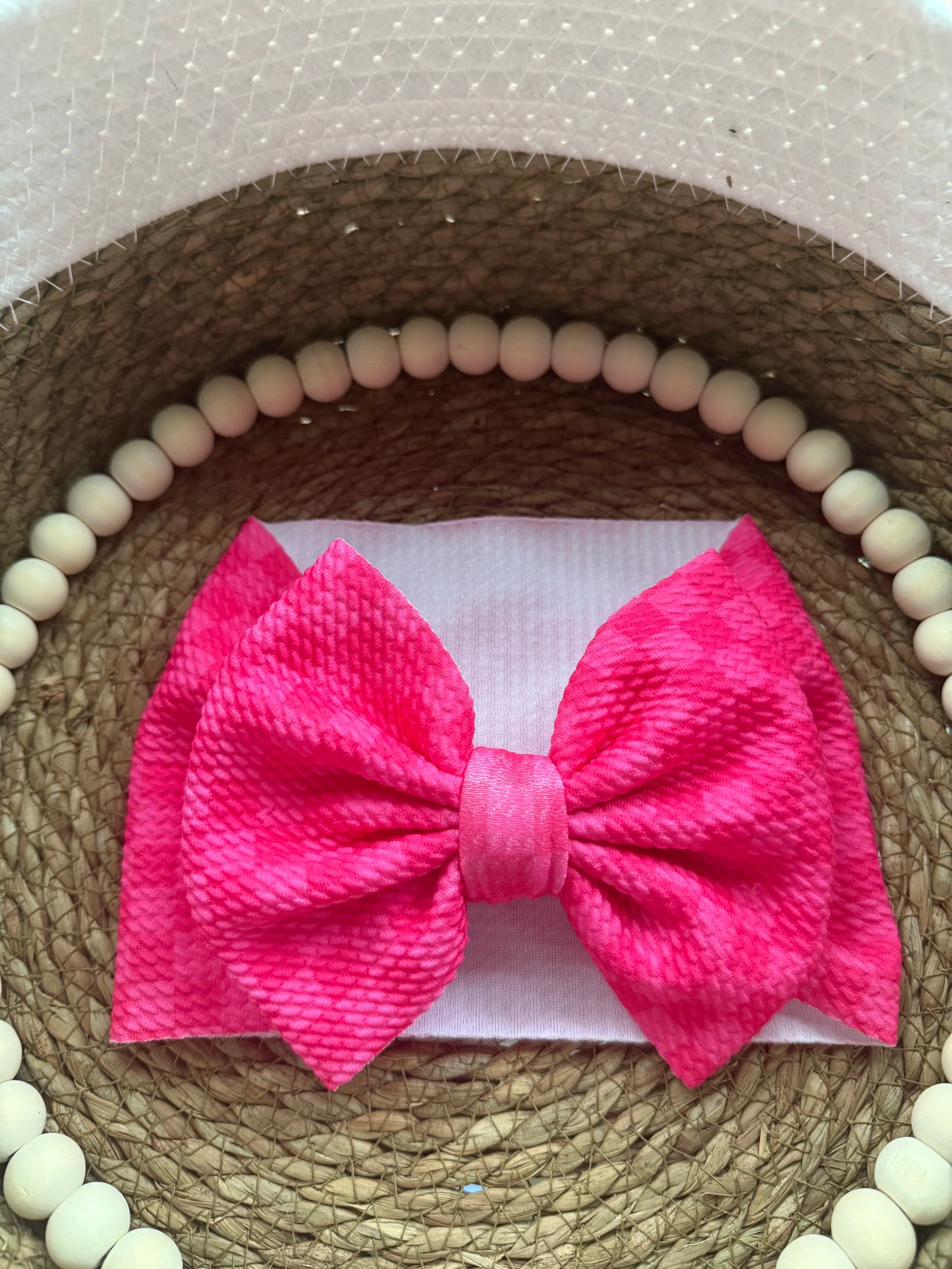 Hot Pink Checkers Head-wrap
