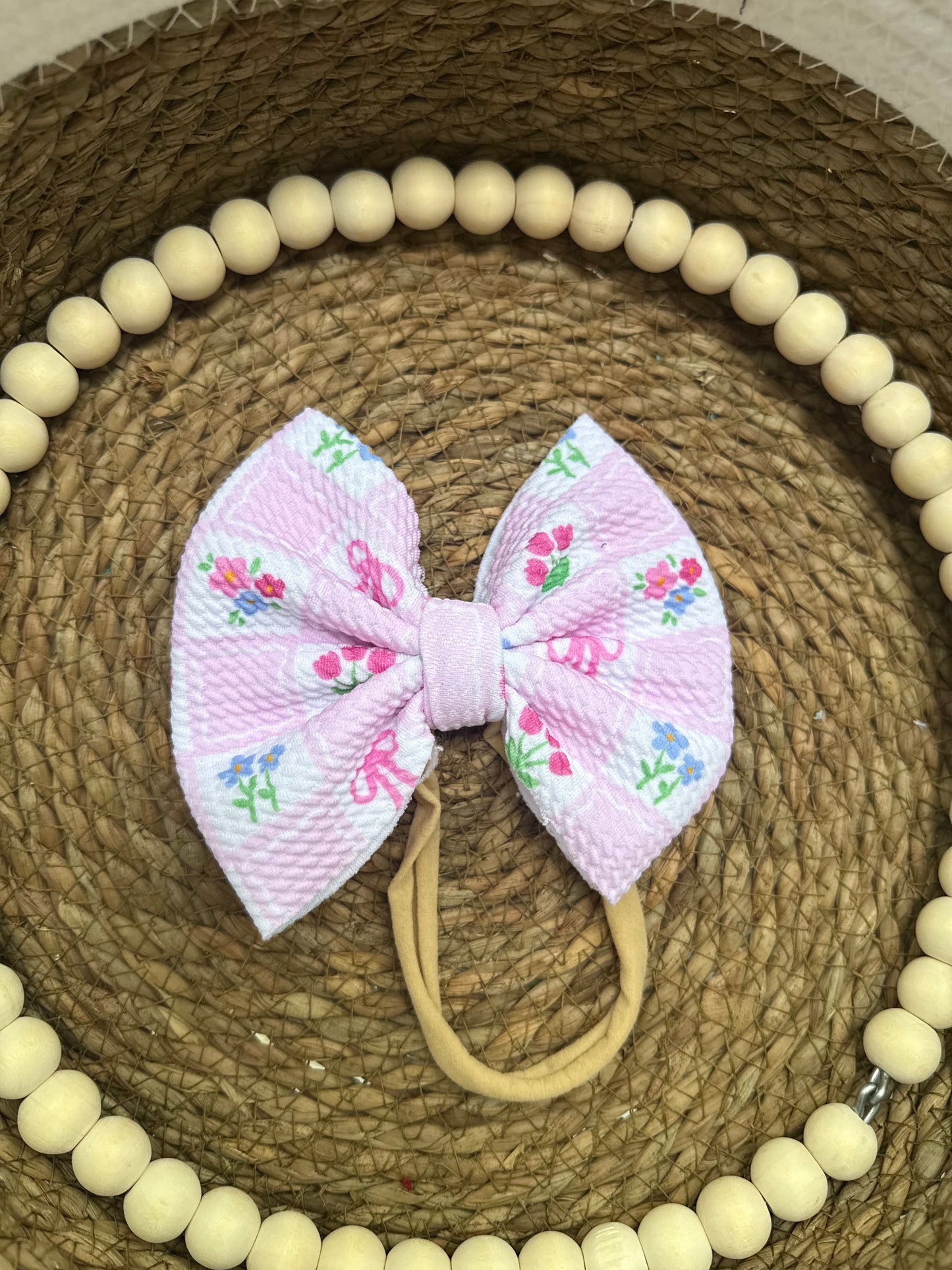 Girly Garden Checks Bow